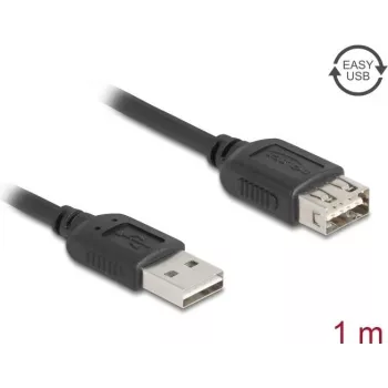 USB A auf USB A Kabel DELOCK 81512 — USB 2.0, 1 m, schwarz, vergoldete Kontakte