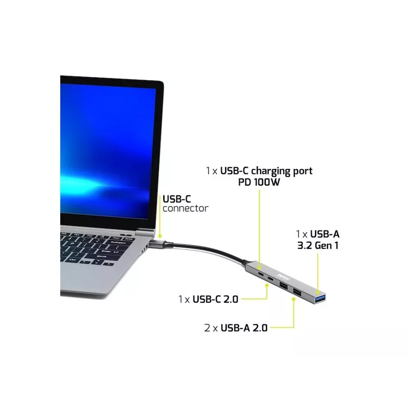 USB Hub Port Designs 900163 Type-C 5000 Mbit/s Silber