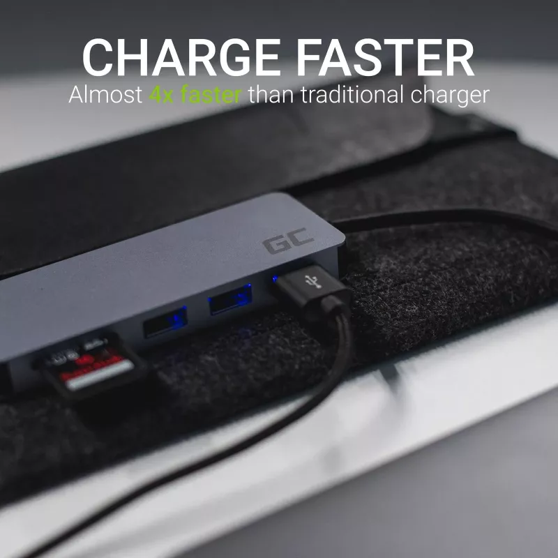 Green Cell AK50 - USB 3.2 Gen 1 (3.1 Gen 1) Type-C - USB 2.0 - USB 3.2 Gen 1 (3.1 Gen 1) Type-A - USB 3.2 Gen 1 (3.1 Gen 1) Type-C - MicroSD (TransFlash) - SD - Silber - Apple MacB