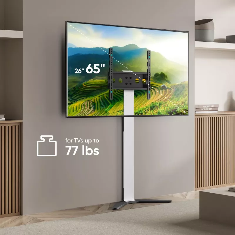 TV-Ständer/Standfuß ONKRON TS1140-W für 66–165,1 cm (26 Zoll–65 Zoll) Bildschirme, 35 kg, VESA 100x100–400x400, Höhe 880–1100 mm, weiß