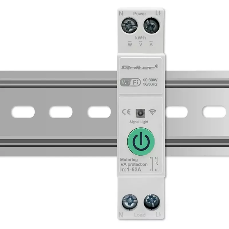 DIN-Schienen-WLAN-Relais QOLTEC 50881 — Netzumschaltrelais 63A für Elektroinstallationen