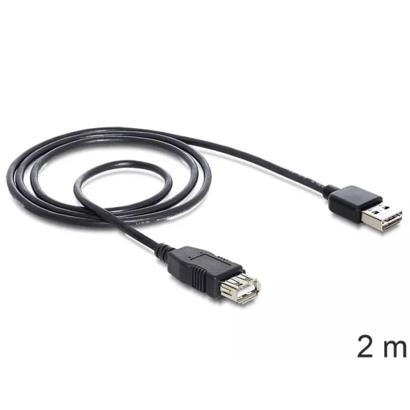 USB-Kabel DeLOCK EASY-USB 2.0-A 2m Schwarz