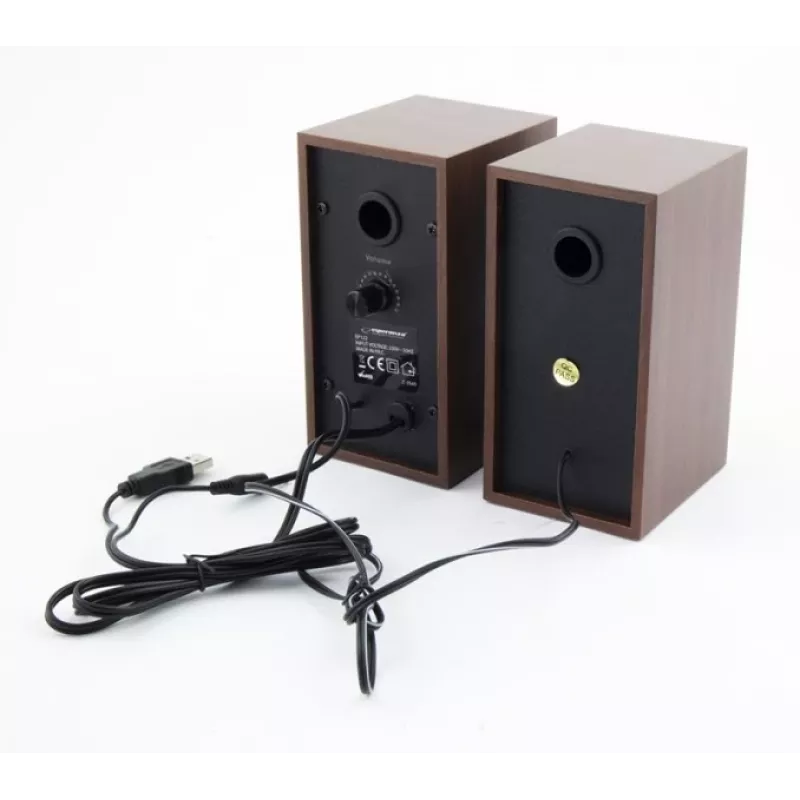 Lautsprecher ESPERANZA EP122 2.0 kabelgebundene Desktop-Lautsprecher, 2×6 W RMS, Holzgehäuse, Drehregler-Lautstärkeregelung, 60–20000 Hz