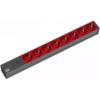 Bachmann 19'' 2 m 8x Schuko H05VV-F 3G 1,00 mm² Stromverlängerung 8 AC-Steckdosen Schwarz, Rot