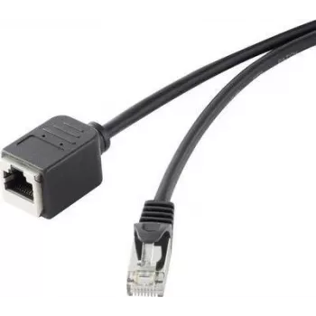 Ethernet RJ45 Verlängerungskabel Renkforce CAT5e 0,50 m Schwarz mit Verriegelungsmechanismus