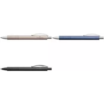 Clip-on Kugelschreiber mit Druckmechanismus Faber-Castell Essentio Schwarz, Aluminiumgehäuse, schwarze Tinte, breite Spitze