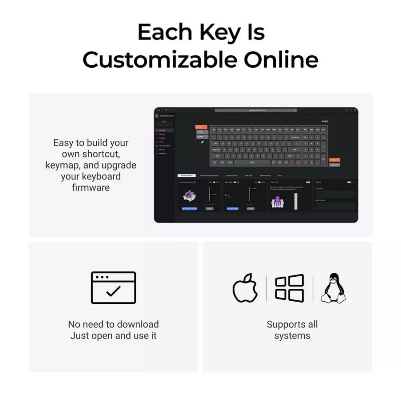 Mechanische Tastatur Keychron K4 HE mit Gateron Double‑Rail Magnetic Nebula Switches, kabellos, schwarz, US-Layout