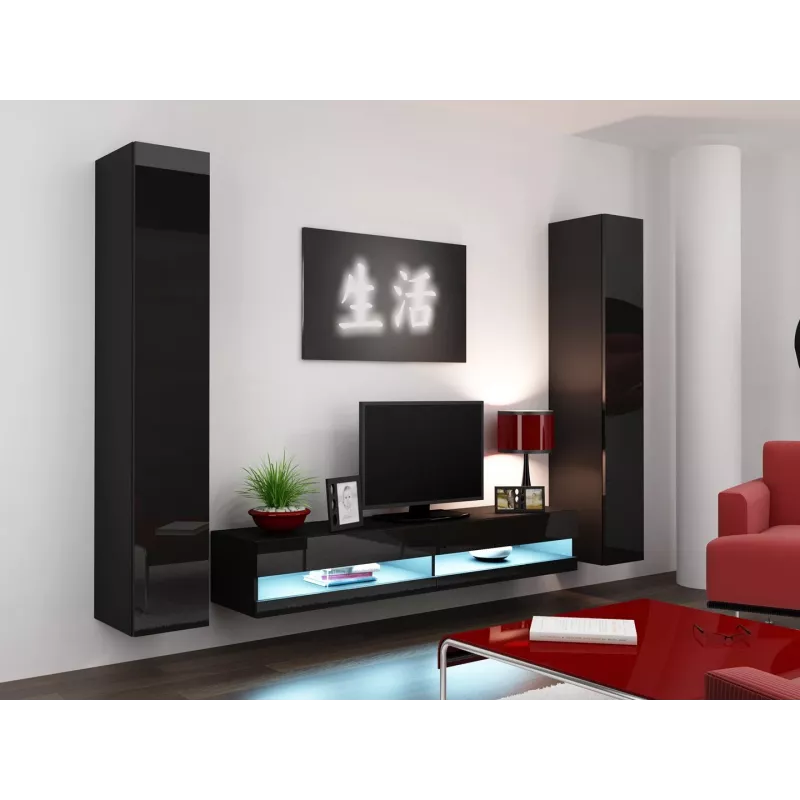 Cama TV-Ständer VIGO neu 30/180/40 schwarz/schwarz glänzend
