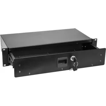 Rack-Schublade Omnitronic SN-2 2U mit Schloss – 2U ausziehbare Geräteschublade für 19-Zoll-Racks