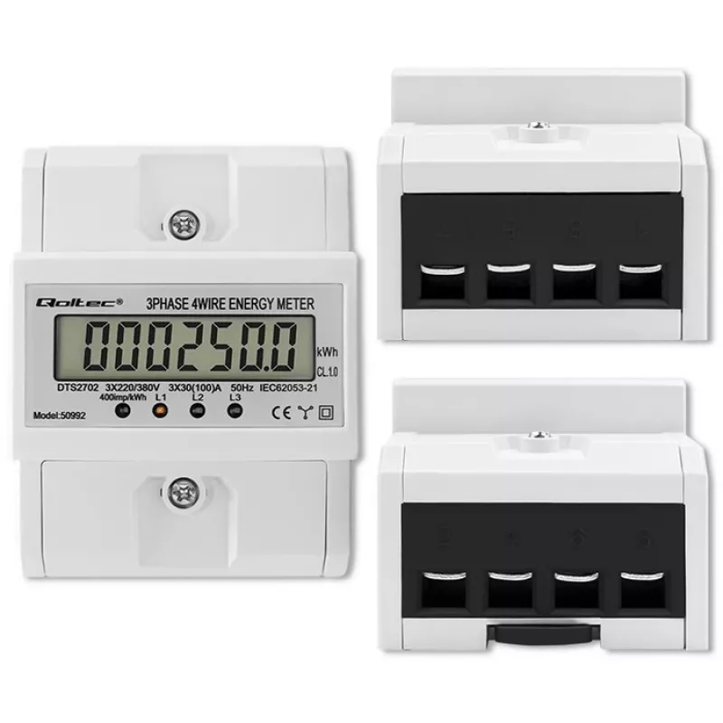 Dreiphasiger elektronischer Zähler QOLTEC 50992 400V 100A