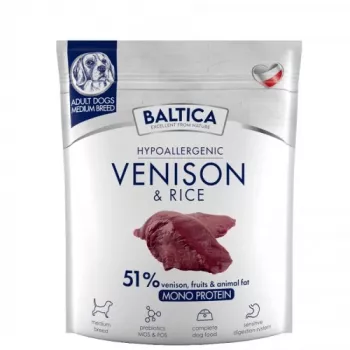 BALTICA Nutraceutic Hypoallergen Mittelgroße Rassen Hirsch mit Reis - Trockenhundefutter - 1 kg