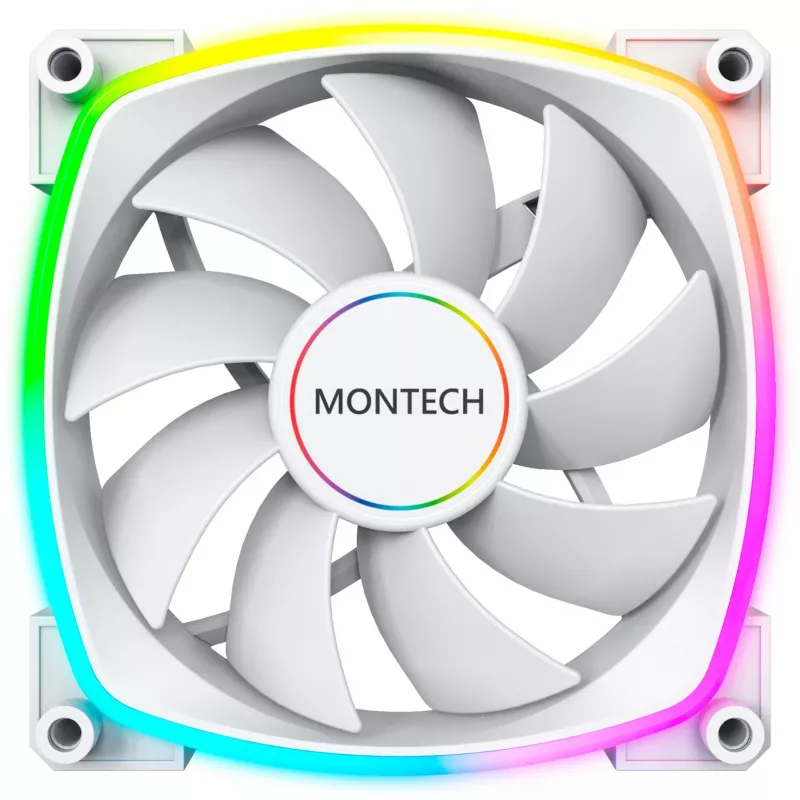 Gehäuselüfter Montech AX140 PWM 140 mm, Rifle-Lager, 540–1760 RPM, weiß