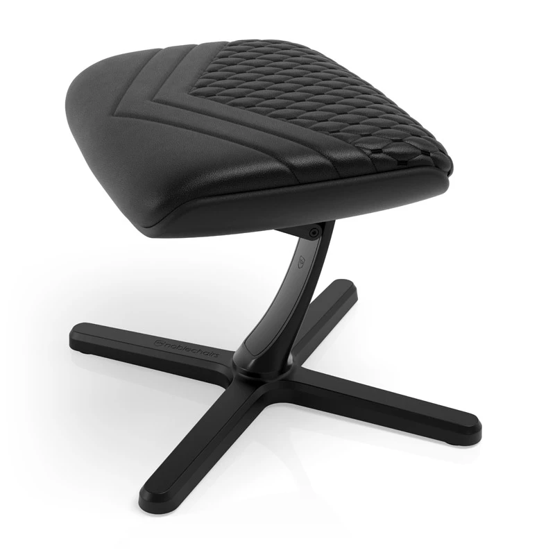 Fußstütze noblechairs NBL-FR-RL-BLK — schwarz, echtes Leder, Aluminiumrahmen, 490×400×450 mm, neigbar 0–45°