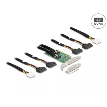 DeLOCK PCI Express 4.0 x16 Karte auf 4 x SFF-8639 NVMe - Bifurcation - Low Profile Formfaktor