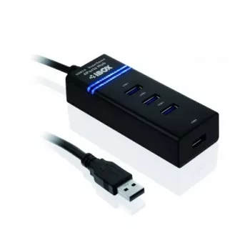 USB 3.2 Gen 1 Type-A 4-Port Hub IBOX IUH3FB, 5000 Mbit/s, schwarz, 0,5 m Kabel