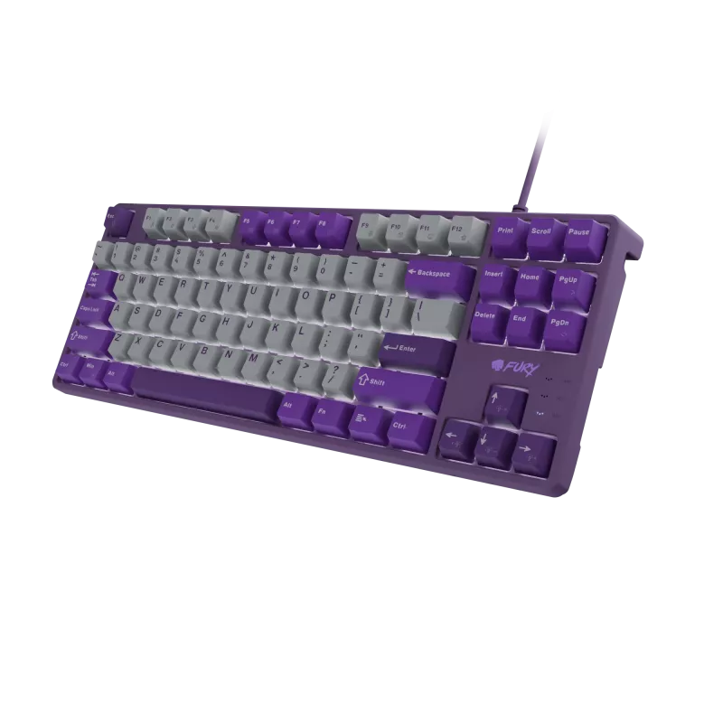 NATEC Fury Gaming-Tastatur Kanabo K2 US weiß-hinterleuchtet mechanisch grau-lila