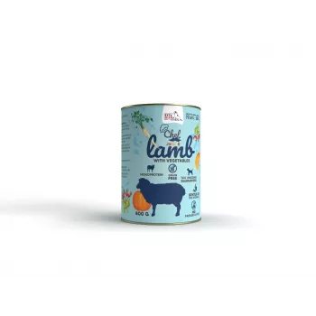 Nassfutter für Hunde SYTA MICHA Chef Junior Lamm mit Gemüse 400 g — Junior-Nassdose, Lamm, 82,2 % Feuchtigkeit