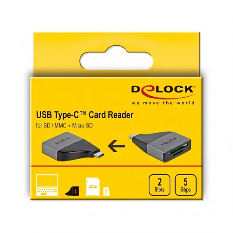 Kartenleser DeLOCK 64117 USB 3.2 Gen 1 Type-C Grau