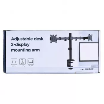 Monitorhalterung Gembird MA-D2-01 für 2 Bildschirme bis 32 Zoll, VESA 75x75–100x100, Klemme, 9 kg, schwarz