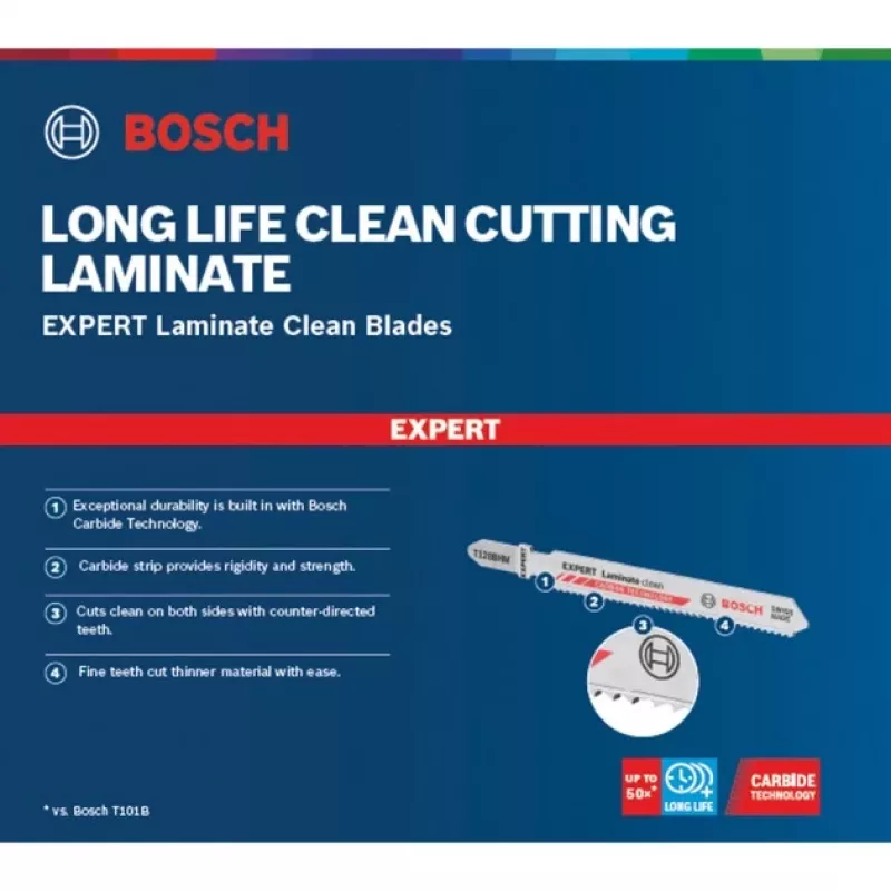 Stichsägeblatt Bosch Laminate Clean 3 Stück Carbide 1,5 cm