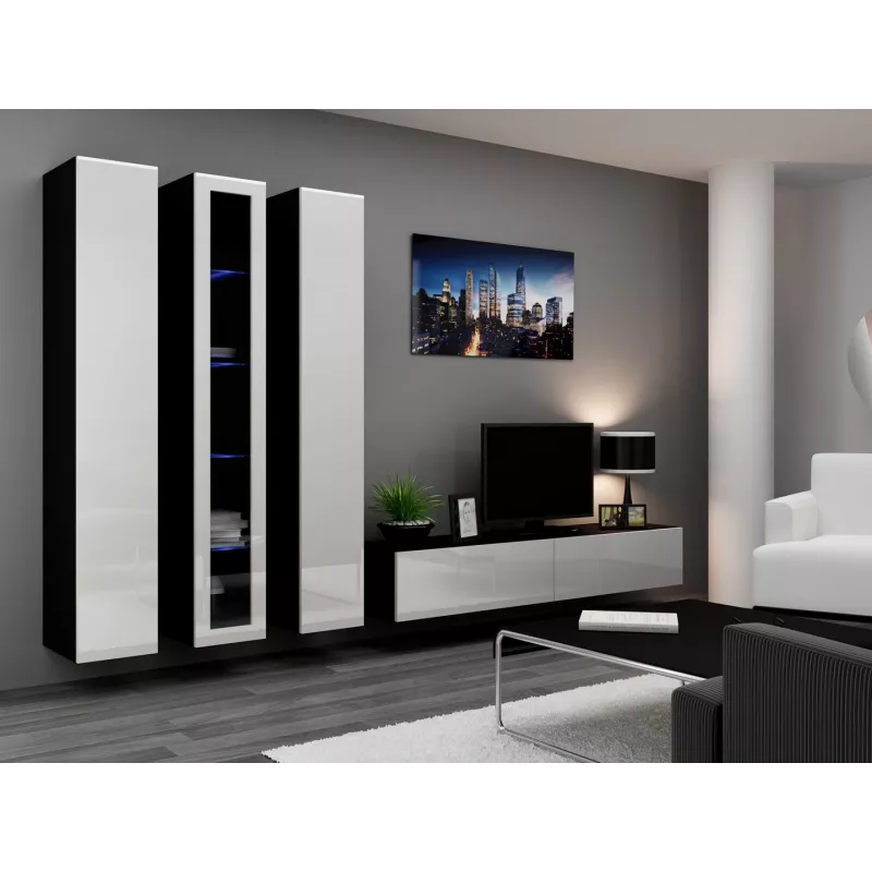 Cama geschlossen Schrank VIGO '180' 180/40/30 weiß/schwarz glänzend