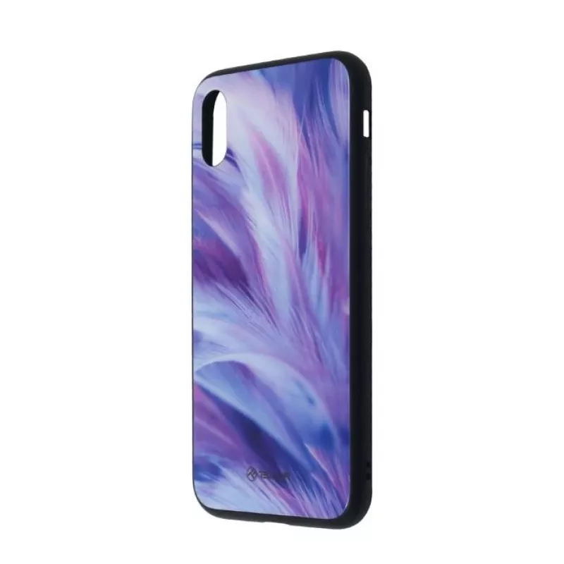 Bildschirmschutzglas Tellur Cover Glass Print für iPhone XS mit Federmuster
