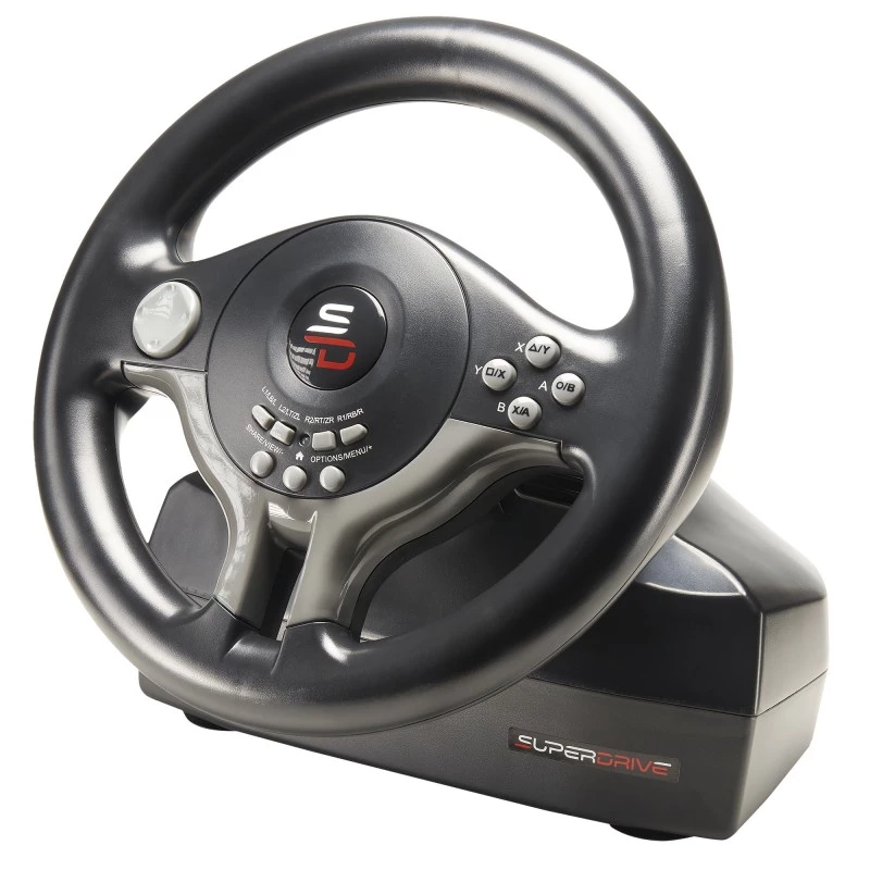 Lenkrad + Pedale Subsonic SV200 Schwarz Grau USB 180°-Rotation