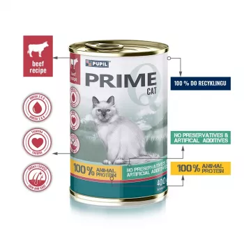 PUPIL Prime reich an Rind und Leber - Nassfutter für Katzen - 400g