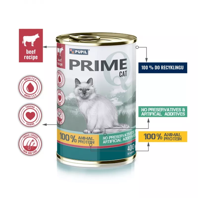 PUPIL Prime reich an Rind und Leber - Nassfutter für Katzen - 400g