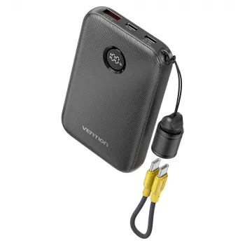 Powerbank Vention FKAB0-C 10000 mAh, 2× USB-C + 1× USB-A, 22,5 W, Schwarz