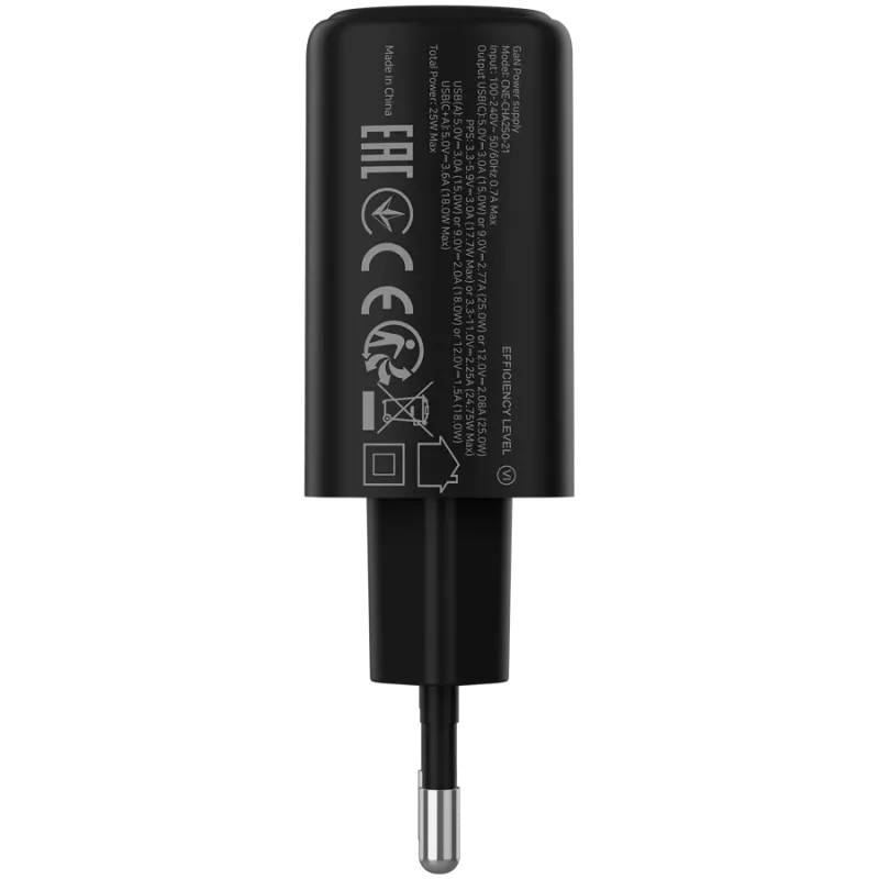 CANYON Ladegerät OnCharge 250 25W 1xPD 1xQC EU Schwarz