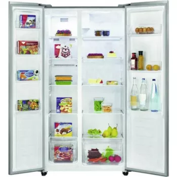 Bomann freistehender Kombi-Side-by-Side-Kühlschrank 442 L Edelstahl – 291 L Kühlteil / 151 L Gefrierteil, NoFrost, MultiAirflow