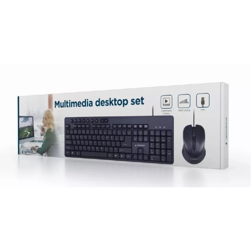Kabelgebundene Full-Size-Tastatur Gembird KBS-UM-04 USB QWERTY US-Englisch mit Maus, schwarz, 1,5 m Kabel