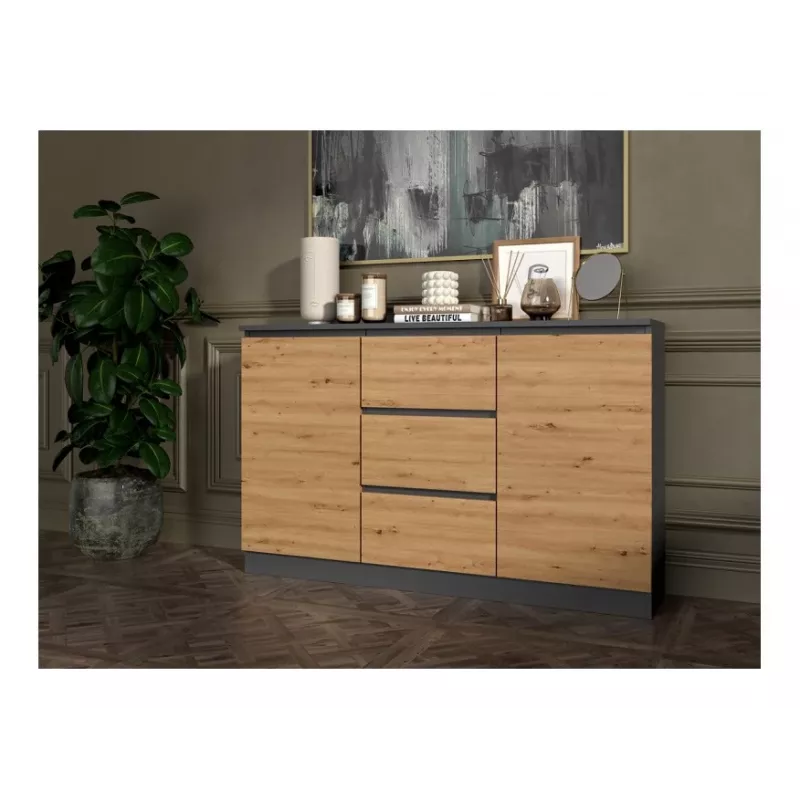 2D3S Kommode 120x30x75 cm, Anthrazit/artisan