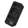 Power-Splitter MACLEAN MCE248 F/B — 3 AC-Steckdosen (1x16A, 2x6A) und 4 USB-Anschlüsse (2xUSB‑A, 2xUSB‑C PD 20W), EU-Stecker, schwarz