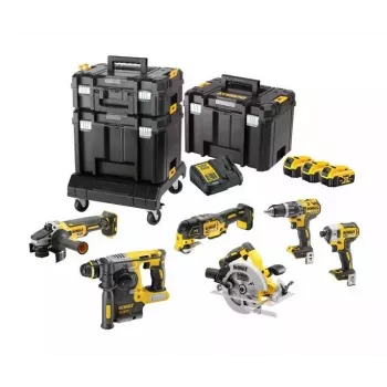 DeWalt DCK685P3T 18V Akku-Werkzeugkoffer — 3×5,0-Ah-Akkus, DCH273-Hammer, Winkelschleifer, Koffer