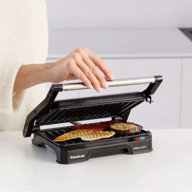 Kontaktgrill Taurus MYGRILL LEGEND 1000W, Edelstahl/ schwarz, Kochfläche 230×145 mm