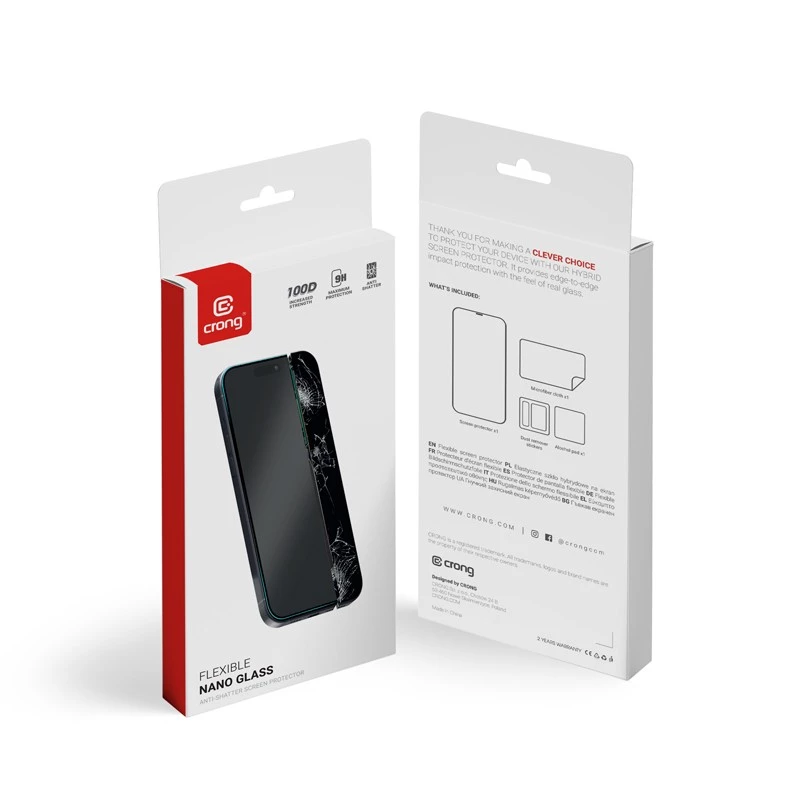 Hybridglas-Displayschutz Crong für iPhone 15 CRG-NANO-IP61 9H Härte kratzfest