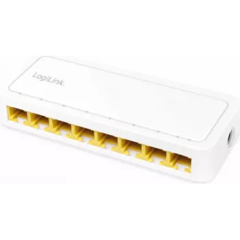 LogiLink Netzwerk-Switch – 8 x RJ45-Ports – Gigabit – Kunststoffgehäuse – Weiß