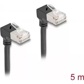 Netzwerkkabel DeLOCK RJ45 Cat.6A S/FTP schlank 90° nach oben 5m Schwarz