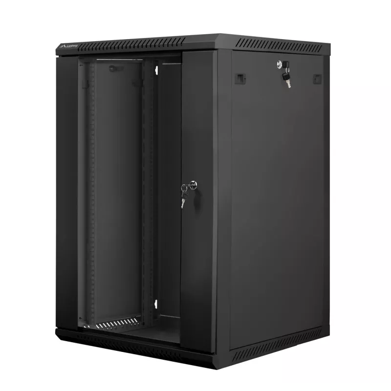 Wandmontierbarer Rack-Schrank LANBERG WF01-6618-10B, 18U, 600×600×907 mm, schwarz, 60 kg