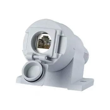 MetzConnect BTR IT CONNECT E-DAT Industry IP67 V6 8(8) AP/KK Cat.6A - modularer Eingang - Hellgrau, RAL 7035 - 1 Anschluss (1309410003-E)