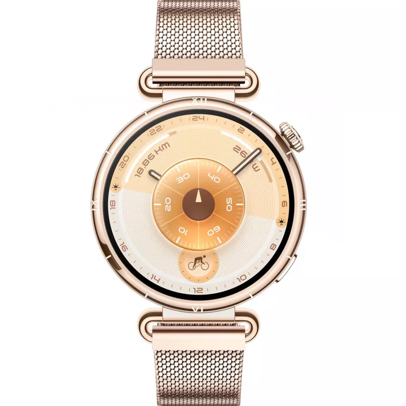 Smartwatch HUAWEI WATCH GT6 1,32 Zoll AMOLED, 41 mm, Edelstahl, Gold, Milanese-Armband, IP69, 14-Tage-Batterie