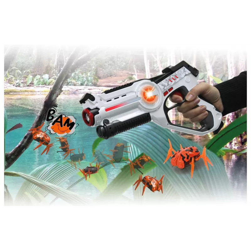 Jamara 410065 Impulse Laser Bug Hunt Set, Spielzeug-Laserpistole mit Ziel, Weiß/Orange