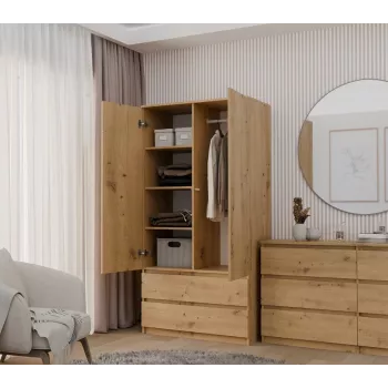 Topeshop SZAFA MALWA ART bedroom wardrobe/closet 5 shelves 2 Tür(s) Eiche