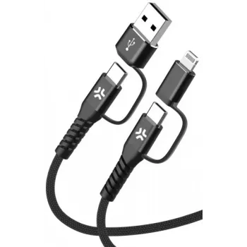 Celly 4-IN-1 Kabel A+C auf C+LIGHT 2M BK