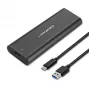 SSD-Gehäuse QOLTEC 50312 Schwarz für einzelnes M.2 SATA-Laufwerk, USB Type-C (USB 2.0 / 3.2 Gen 1)