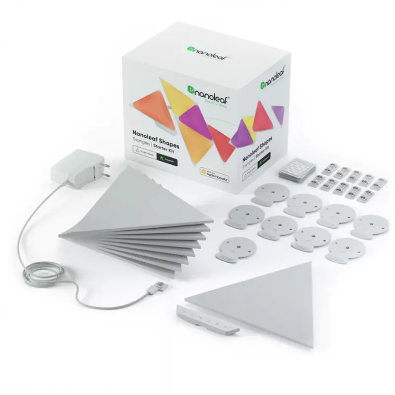 Dreieckige LED-Panelleuchten Nanoleaf NL47-0002TW-9PK — Set mit 9 RGB-Wandpaneelen, netzbetrieben, weiß
