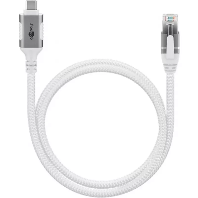 Netzwerkkabel Goobay 74180 USB C RJ-45 Cat6 10 m weiß