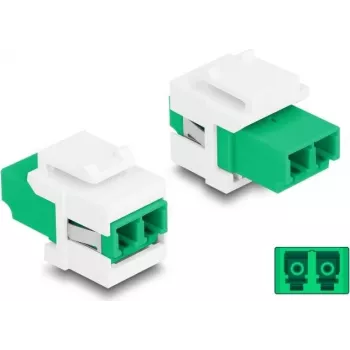 Keystone-Modul DELOCK 87066 — LC-Steckverbinder, flache Bauweise, grün/weiß, 16,5×29,2×21,9 mm